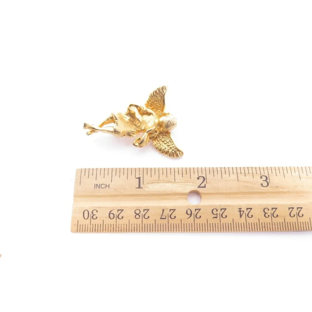 BEAUTIFUL CHRISTMAS ANGEL GOLD PLATED HOLIDAY BROOCH PIN*‎ XMAS JEWELRY